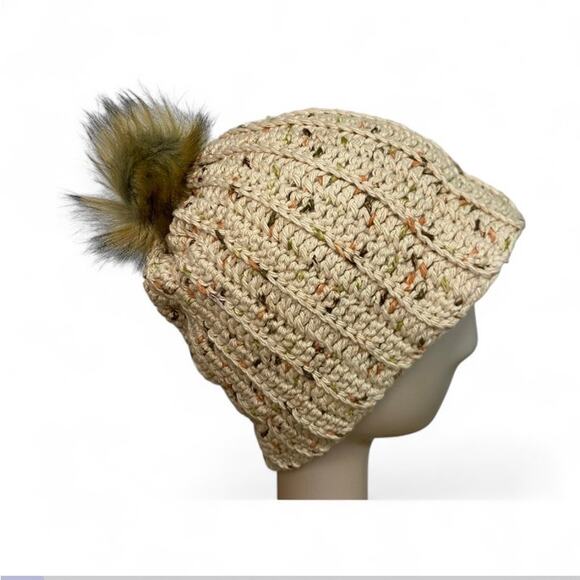 Crochet Beanie Women Chunky Cotton Winter Hat Pom Pom Holiday Gift Cozy Beanies - Picture 5 of 5